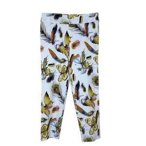 Krazy Larry Pull On Ankle Pants Butterflies Feathers Dopamine Boho $135 Retail